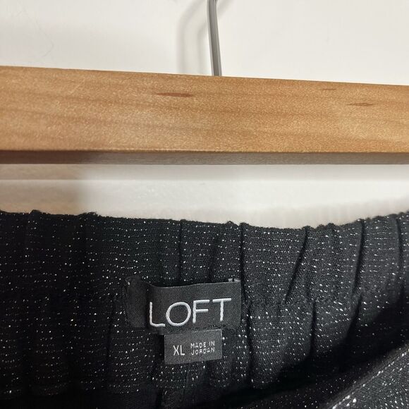 LOFT Pleated Metallic Striped Straight Leg Dress Pants Black Womens XL - Picture 4 of 8